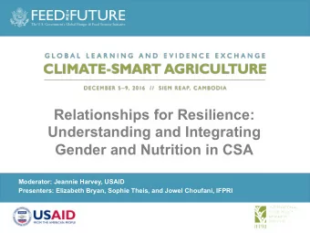 Relationships for Resilience:  Understanding and Integrating Gender and Nutrition in CSA