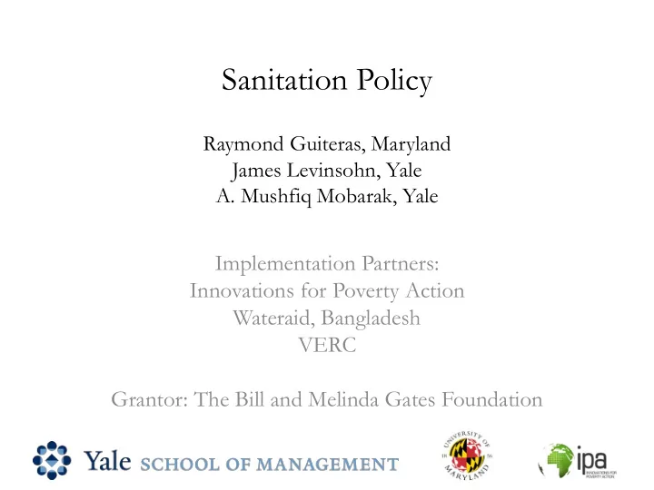 sanitation policy
