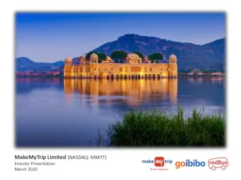 Safe Harbor Certain statements contained in this presentation are forward - looking