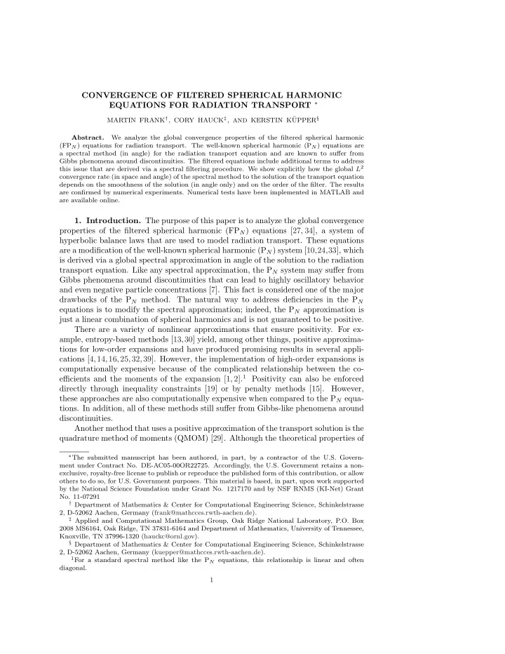 convergence of filtered spherical harmonic