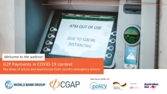G2P Payments in COVID-19 context:  Key areas of action and experiences from country emergency