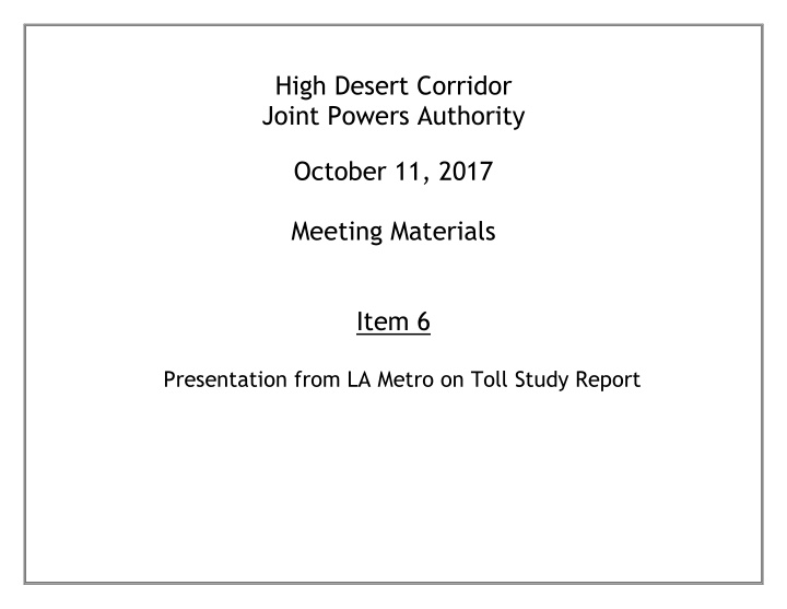 high desert corridor joint powers authority