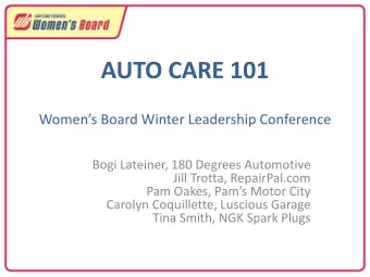 AUTO CARE 101 Womens Board Winter Leadership Conference  Bogi Lateiner, 180 Degrees Automotive