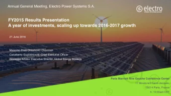 FY2015 Results Presentation  Titolo  A year of investments, scaling up towards 2016-2017 growth  21