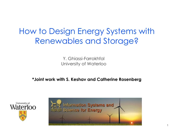 how to design energy systems with renewables and storage