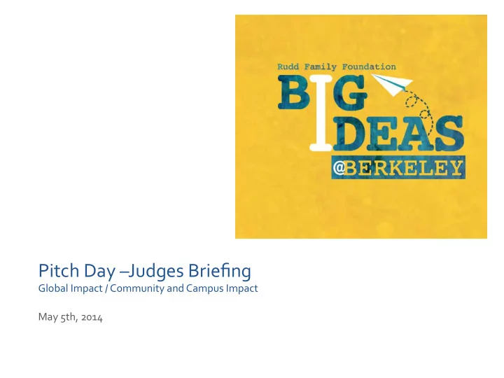 pitch day judges briefing global impact community and