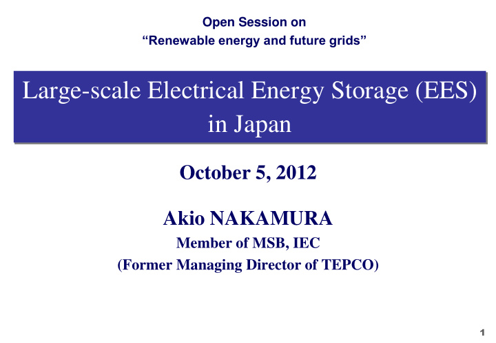 large scale electrical energy storage ees