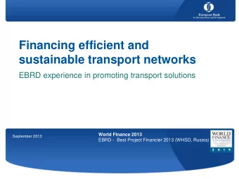 sustainable transport networks  EBRD experience in promoting transport solutions  World Finance