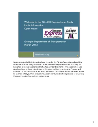 0 Improvements to the section of GA 400 from I  285 to SR 20 were initially considered in 2005