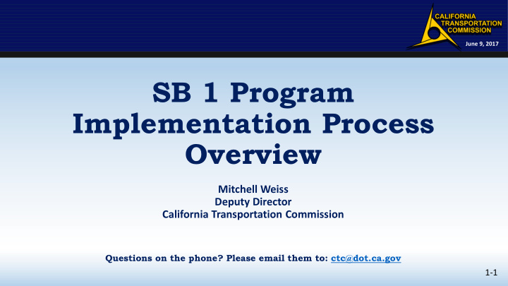 sb 1 program implementation process overview