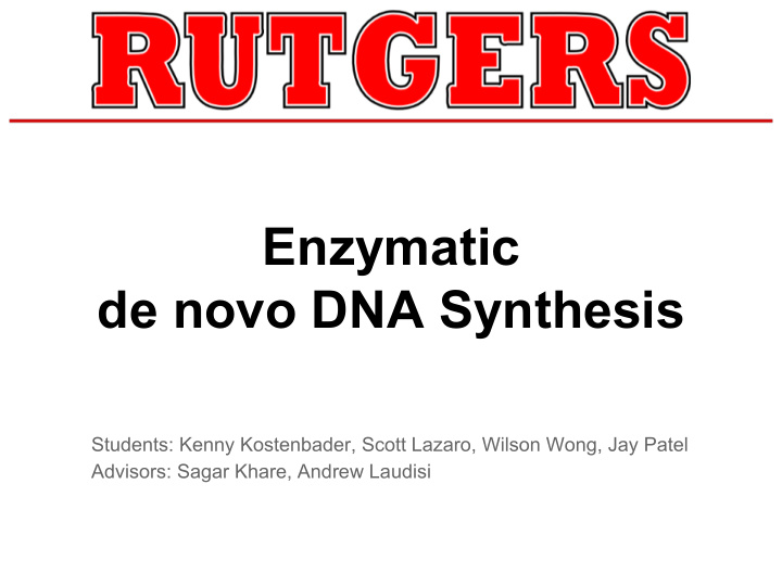 enzymatic de novo dna synthesis