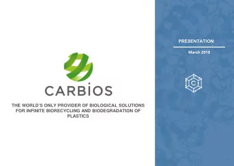 PRESENTATION  March 2018  THE WORLDS ONLY PROVIDER OF BIOLOGICAL SOLUTIONS  FOR INFINITE