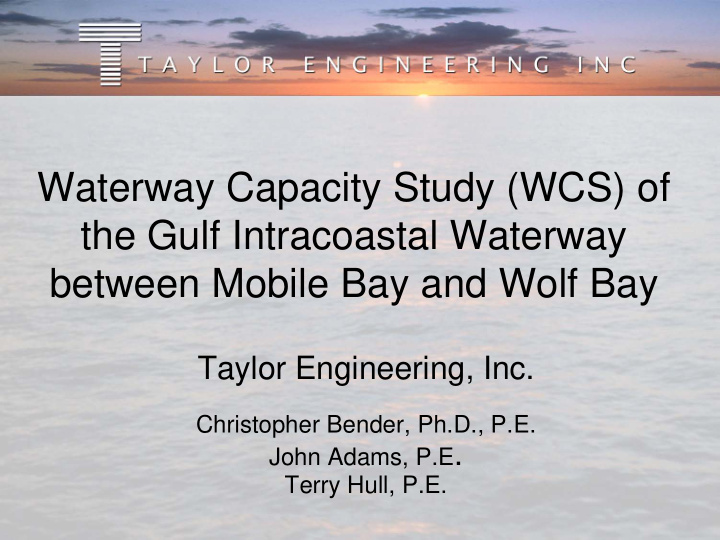 waterway capacity study wcs of the gulf intracoastal
