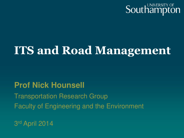 its and road management