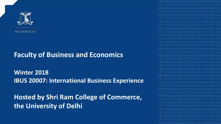 faculty of business and economics