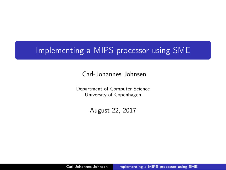 implementing a mips processor using sme