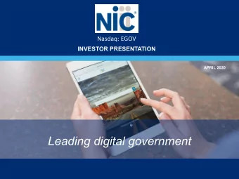 Leading digital government  CAUTIONARY STATEMENTS REGARDING FORWARD LOOKING INFORMATION  Any