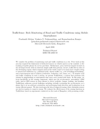 TrafficSense: Rich Monitoring of Road and Traffic Conditions using Mobile  Smartphones  Prashanth