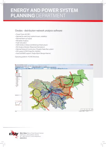 ENERGY AND POWER SYSTEM PLANNING DEPARTMENT  Gredos - distribution network analysis sofuware:
