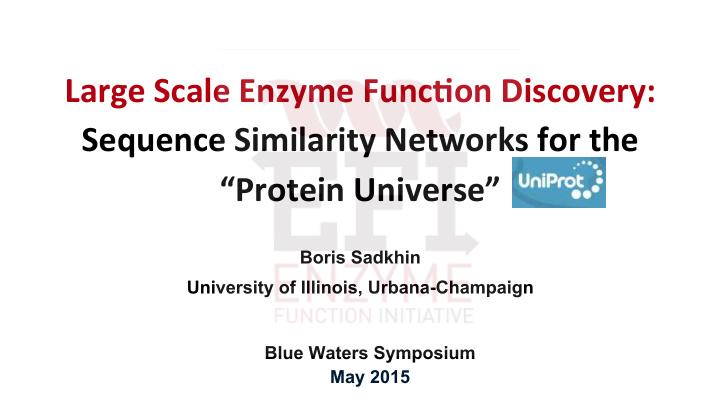 large scale enzyme func1on discovery sequence similarity