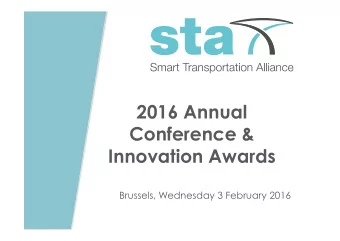 2016 Annual  Conference &amp;  Innovation Awards  Brussels, Wednesday 3 February 2016  Opening