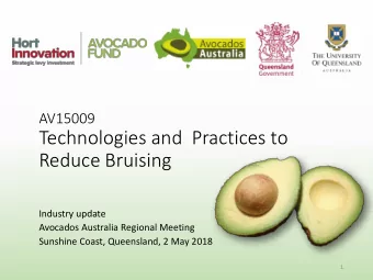 Technologies and  Practices to  Reduce Bruising  Industry update  Avocados Australia Regional