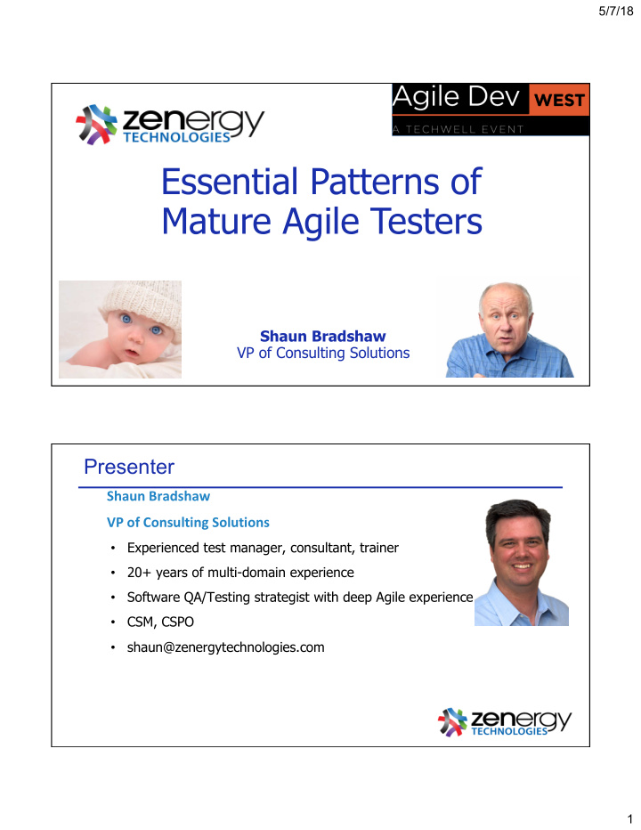 essential patterns of mature agile testers