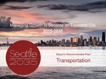 Transportation  Presentation overview  Planning context for Transportation Element  Outline