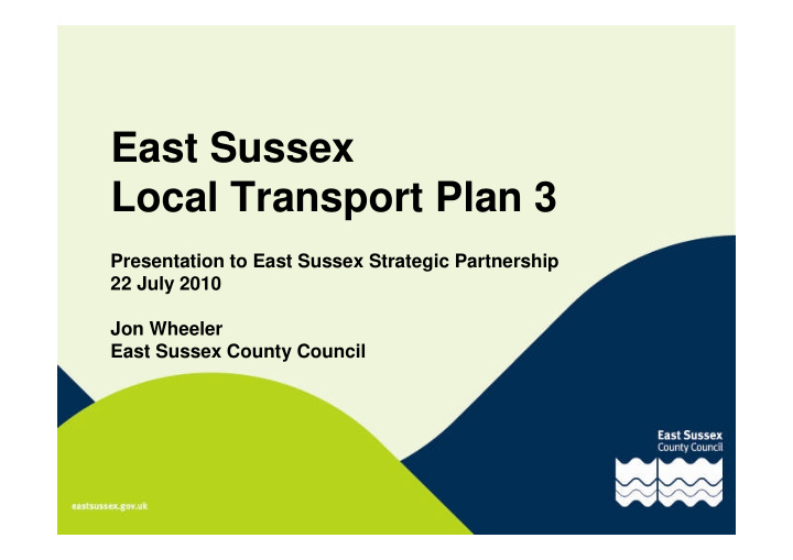 east sussex local transport plan 3