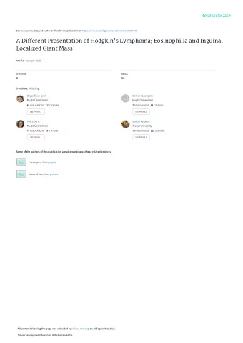 A Different Presentation of Hodgkin's Lymphoma; Eosinophilia and Inguinal  Localized Giant Mass