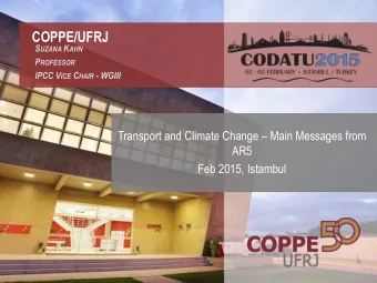 COPPE/UFRJ S UZANA K AHN P ROFESSOR IPCC V ICE C HAIR - WGIII Transport and Climate Change  Main
