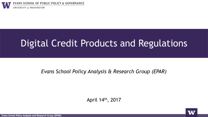 digital credit products and regulations