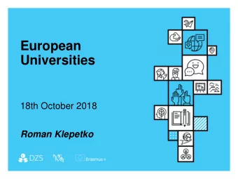 18th October 2018  Roman Klepetko  European Universities  strengthening strategic