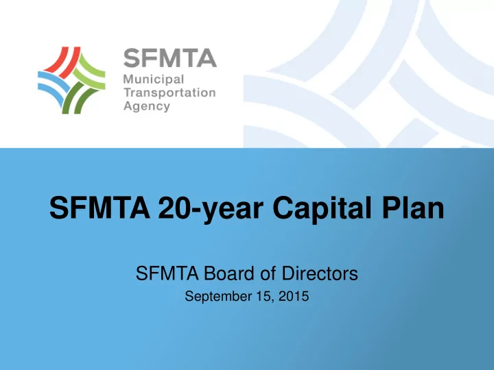 sfmta 20 year capital plan