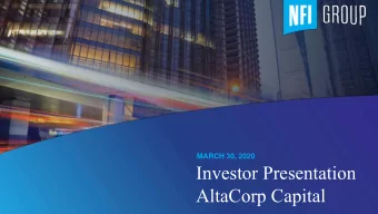 Investor Presentation  AltaCorp Capital  WHO IS NFI?  Part Fabrication  Bus Design and Manufacture