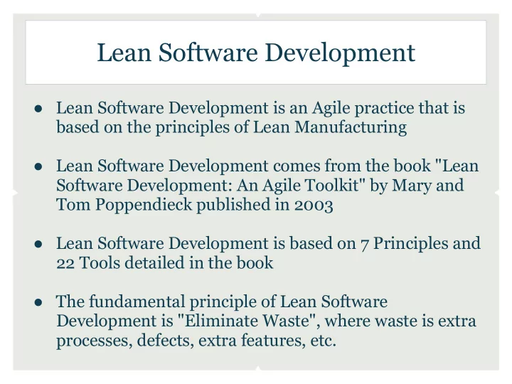 lean software development
