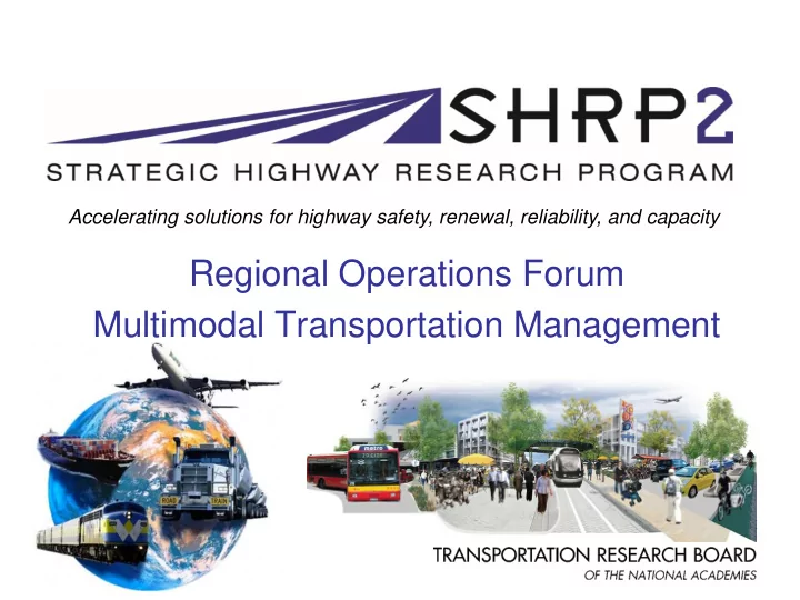 regional operations forum multimodal transportation