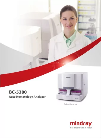 BC-5380  Auto Hematology Analyzer  Satisfaction in test  BC-5380  Auto Hematology Analyzer  The new