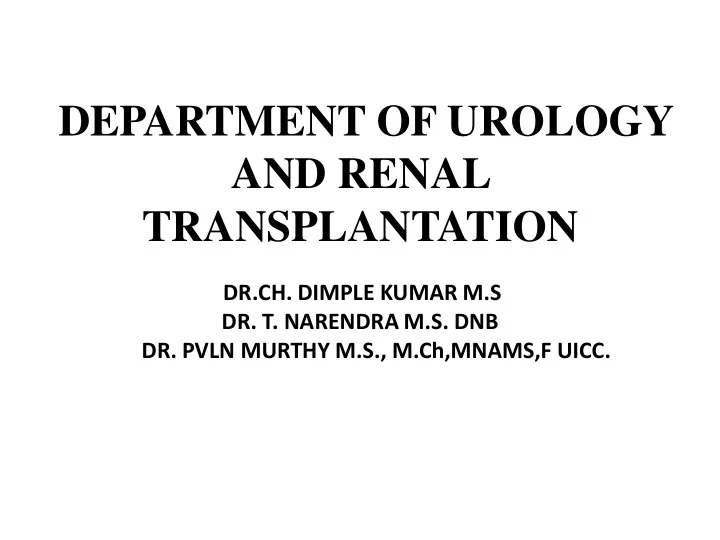 department of urology and renal transplantation
