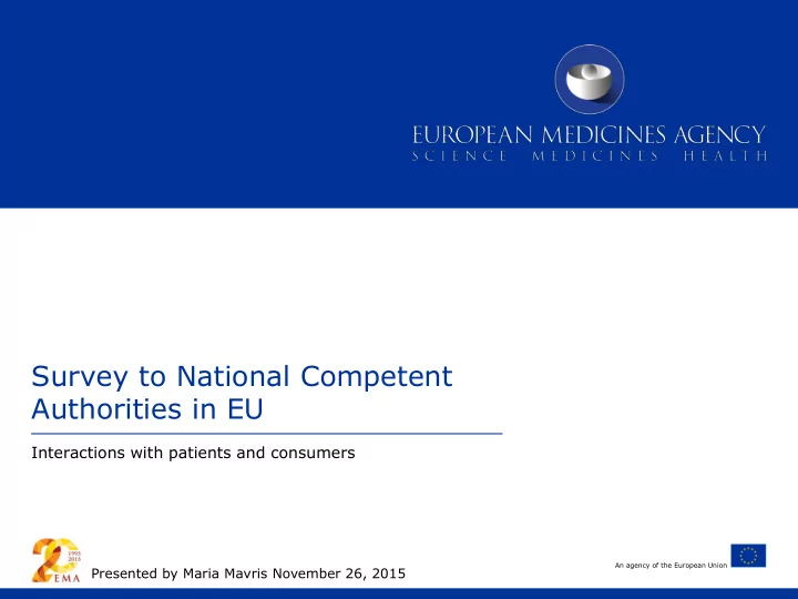 survey to national competent authorities in eu