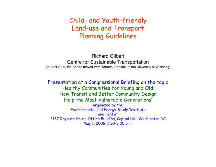 child and youth friendly land use and transport planning