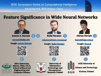 Feature Significance in Wide Neural Networks  Janusz A. Starzyk  Rafa Niemiec  Adrian Horzyk  1