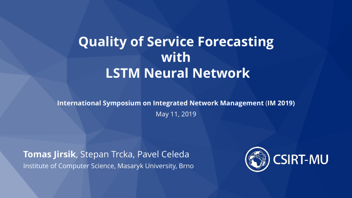 quality of service forecasting with lstm neural network
