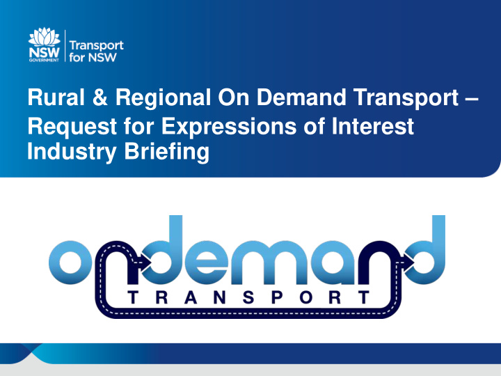 rural regional on demand transport request for