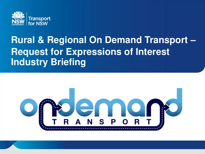 rural regional on demand transport request for