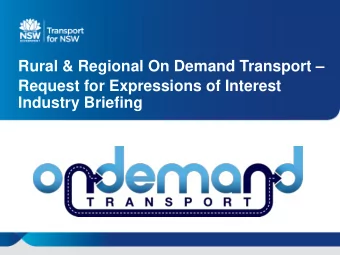 Rural &amp; Regional On Demand Transport   Request for Expressions of Interest  Industry