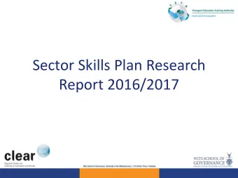 Report 2016/2017  Structure of the Presentation  Chapter 1: Sector Profile  1.1  Scope of Coverage