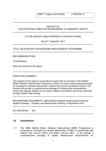 1.0  Introduction  1.1  The SBNI Salford Bolton Network Improvement (SBNI) Programme is  promoted