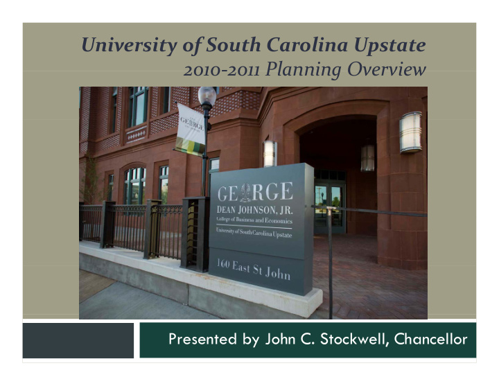 university of south carolina upstate 2010 2011 planning