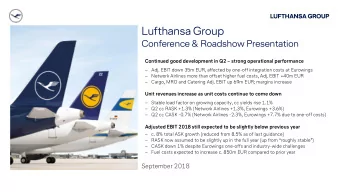 Lufthansa Group  Conference &amp; Roadshow Presentation Continued good development in Q2  strong
